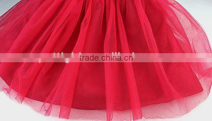 Newest Girl Party Dress Red flower Fashion Kid Dresses Children New Year Hot Sale GD31025-3