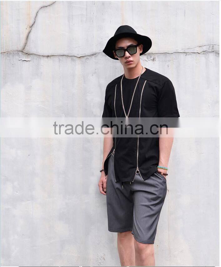 Men's Double Front Zipper Round Tee