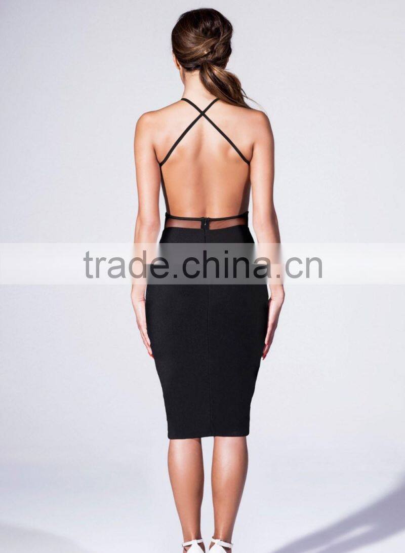 European Fashion Backless Bodycon Dresses Sexy Package Hip Dress For Sale 2016