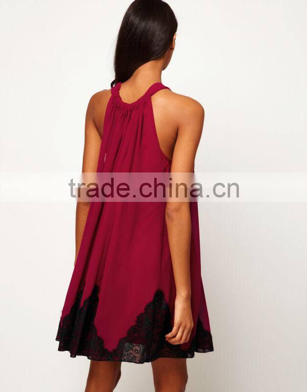 Swing Dress With Lace Trim