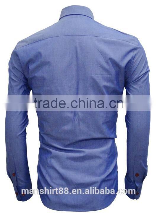Latest shirt designs blue Chambray special contrast front shirts for men