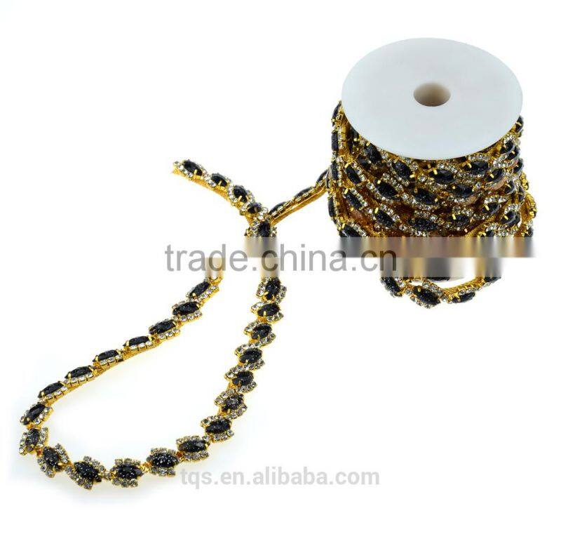 Rhinestone Cup Chain Black Shining String of Rhinestones