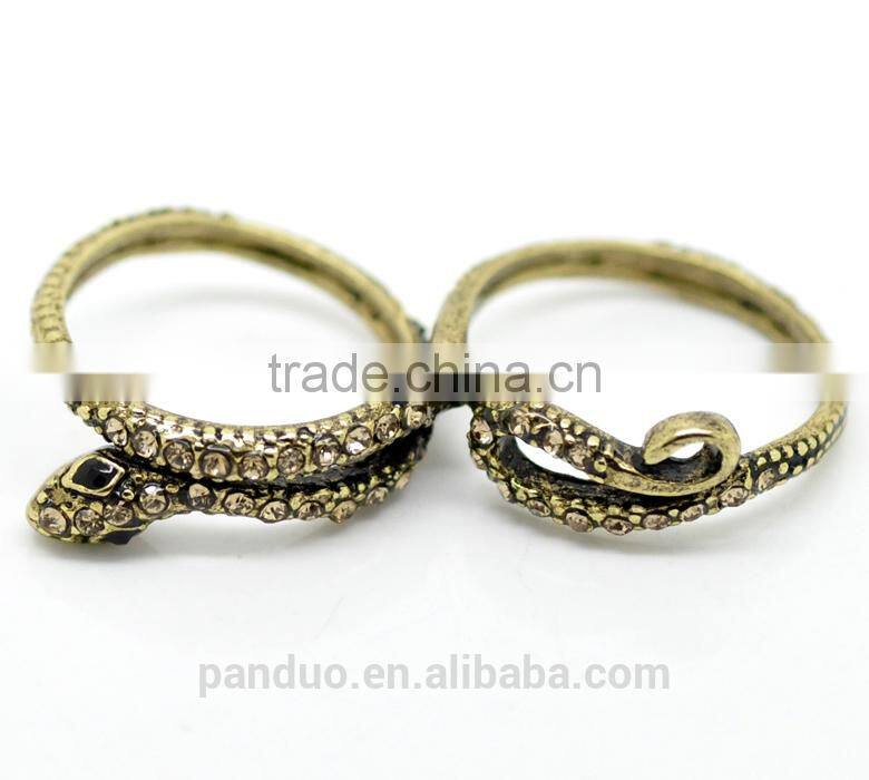 Antique Bronze Snake Two Fingers Double Rings