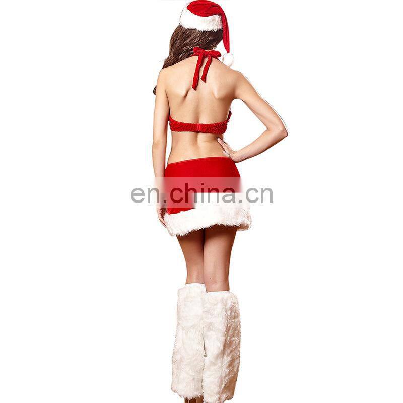 New products high quality fancy sexy unique Christmas santa claus girl costumes for women MFJ-0092