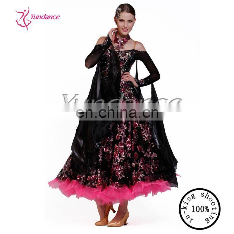 B-13153 Latest Black And Red Sequin Plus Size Ballroom Dance Dresses