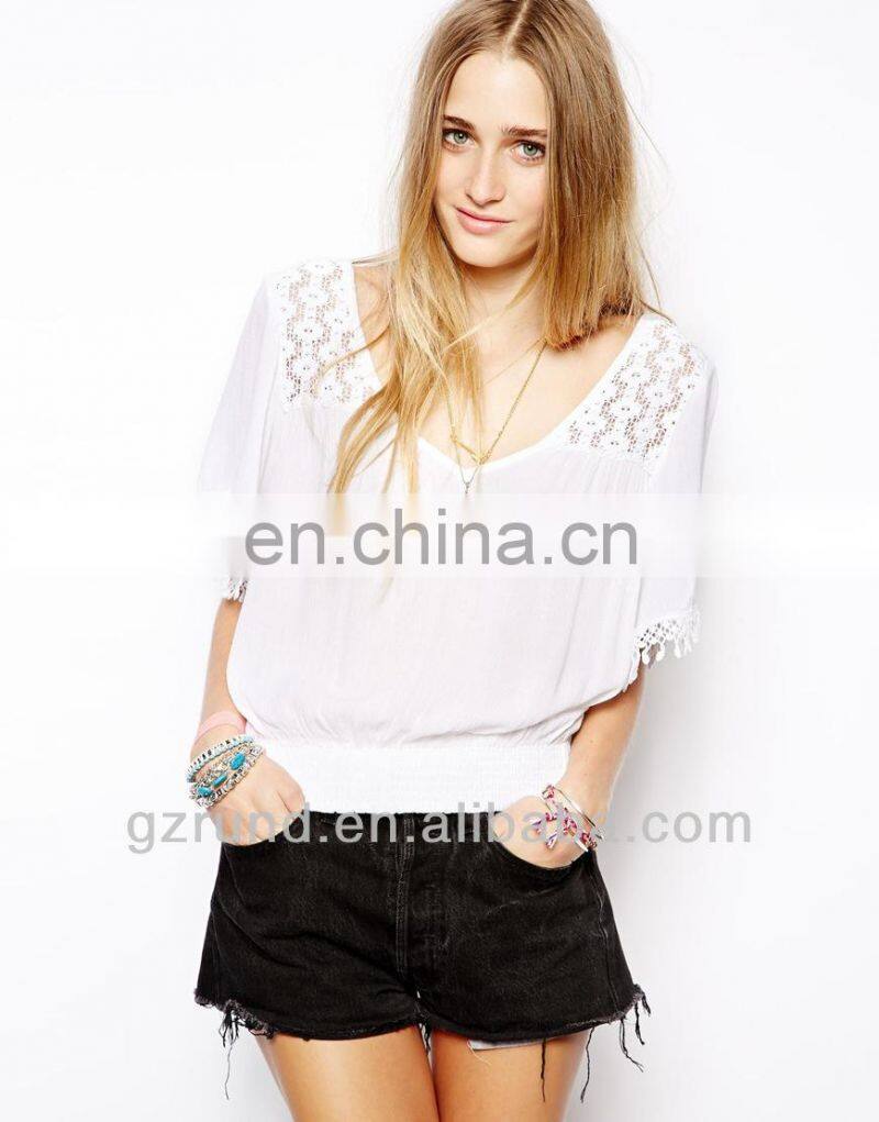 fashionable white sexy models casual blouse 2014 sexy young ladies top