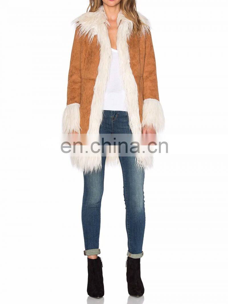 Lady's most fashion lady suede fur coat