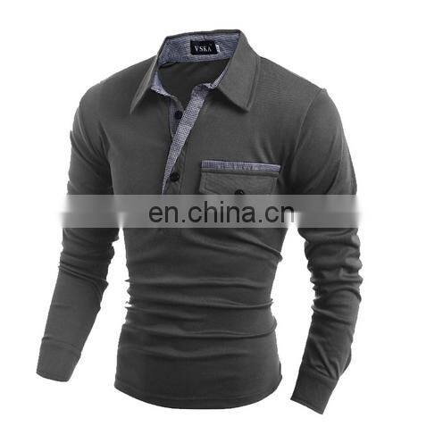 China Supplier Fashion Men Summer Slim Fit Casual Long Sleeve Polo Shirts T-shirt New Tee Tops