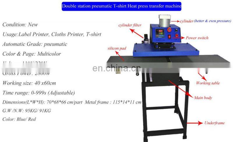 Large double side format pneumatic heat transfer sublimation printing machine