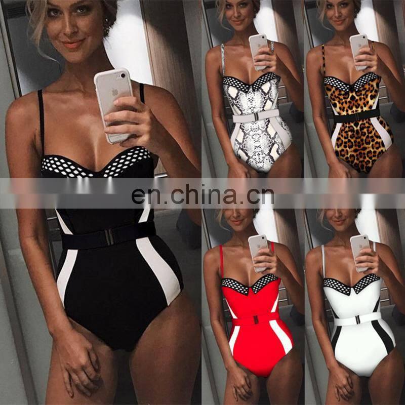 2019 Push up mesh bikinis mujer monokini string one-piece suits Sexy swimwear women swimsuit Summer beach wear swim suit