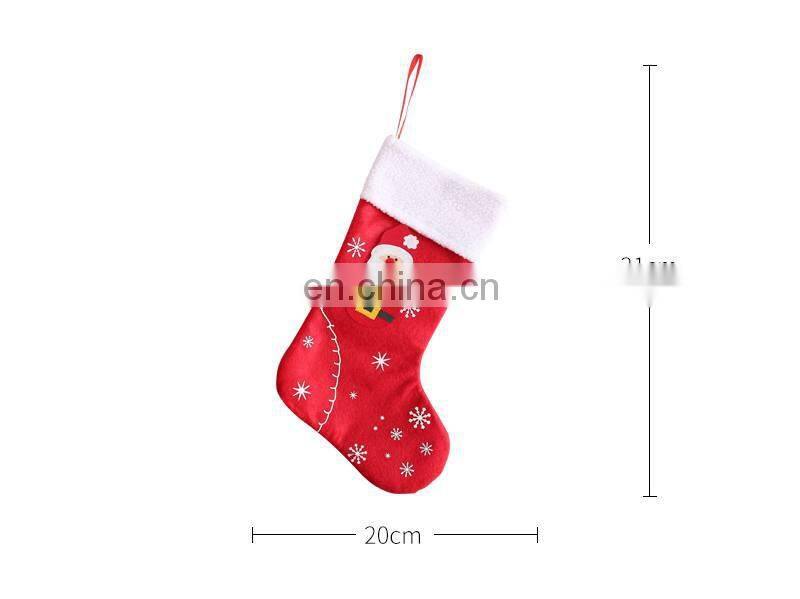 2019 Christmas Stocking Santa Claus Sock Gift Candy Bag Xmas Noel Decoration Gift for Kids Christmas Tree Ornaments Supplies