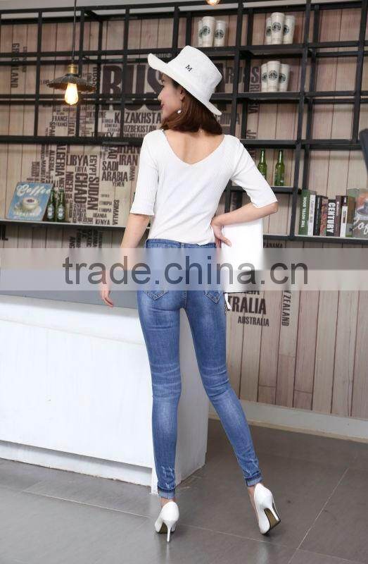 women washed ripped tight slim fit legging denim jeans pants