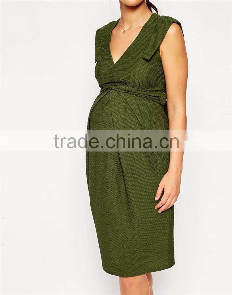 Wholesale custom fashion bodycon sleeveless midi maternity office dresses for pregnant women