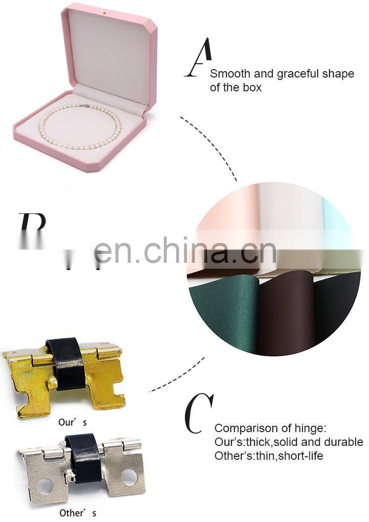 Custom Logo Pink Color Pu Leather Necklace Box