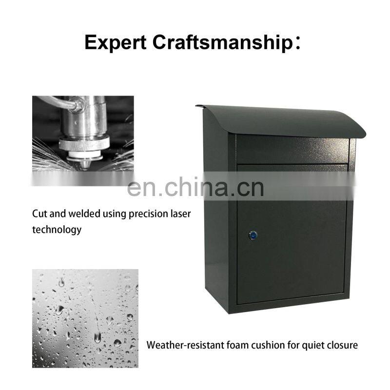 Wall Mount Locking Drop Box Steel Mailbox Anti-theft Design