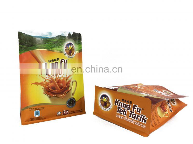 Factory Printing dry fruit nuts oatmeal 8 side gusset bag with handle customized packaging flat bottom bag with zipper