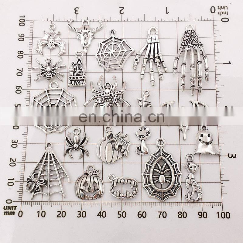 100 pieces Mix sale Tibetan silver accessories Halloween ancient silver bracelet accessories diy pendant
