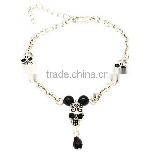 fashion stainelss steel skull bracelet in antique silver color