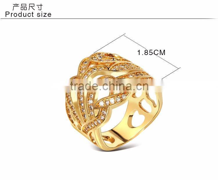 Latest Design Party Dress Cubic Zirconia Chunky Big Size Women Gold Wedding Ring