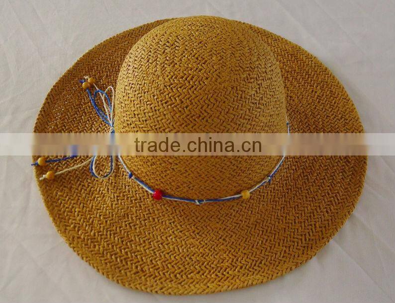 Brown handmade sun beach hats with ribbon