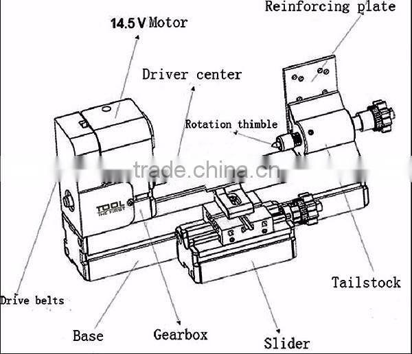 24 watts motor Mini Metal Wood-turning Machine for hobby modelmaking