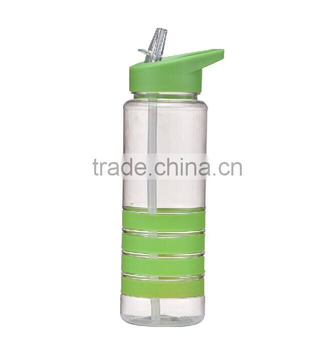 Plastic Sports Drinking Water Bottles With Silicone Ring