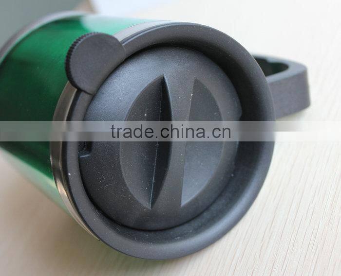 Double wall stainless steel inner ,plastic outer travel mug