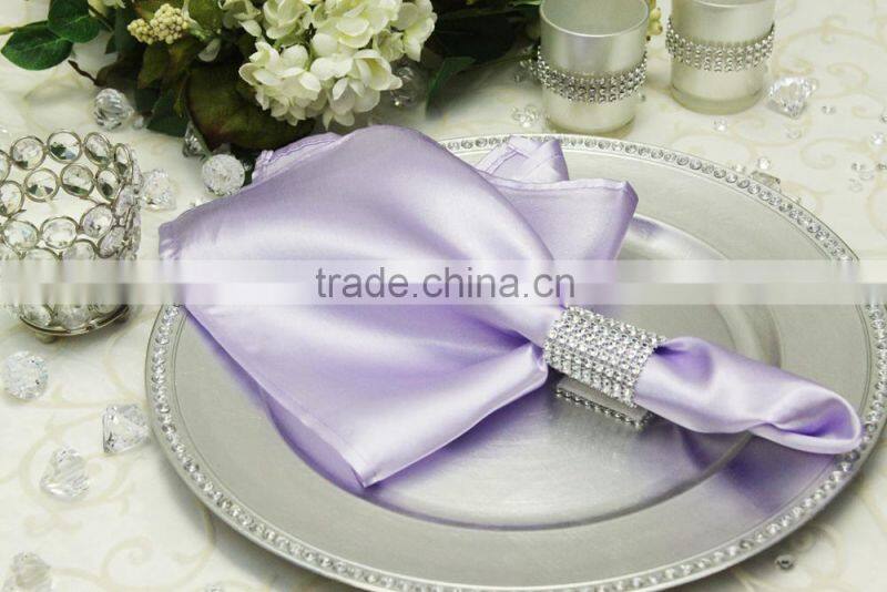 Hot sale, Polyester satin napkin with ring for wedding, kelly green color