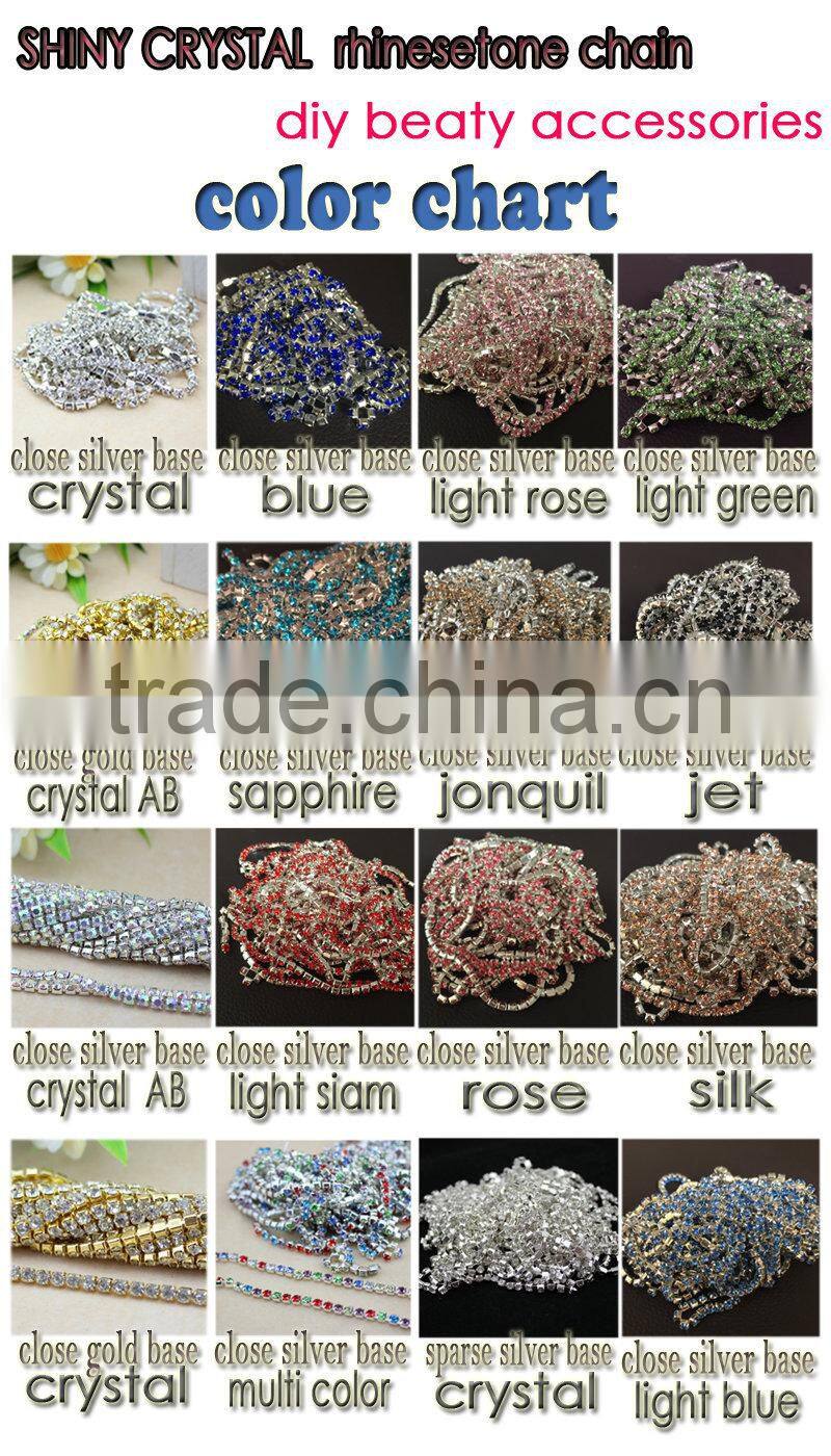 2015 new deals 10yards/roll crystal white rhinestone silver base close rhinestone chains