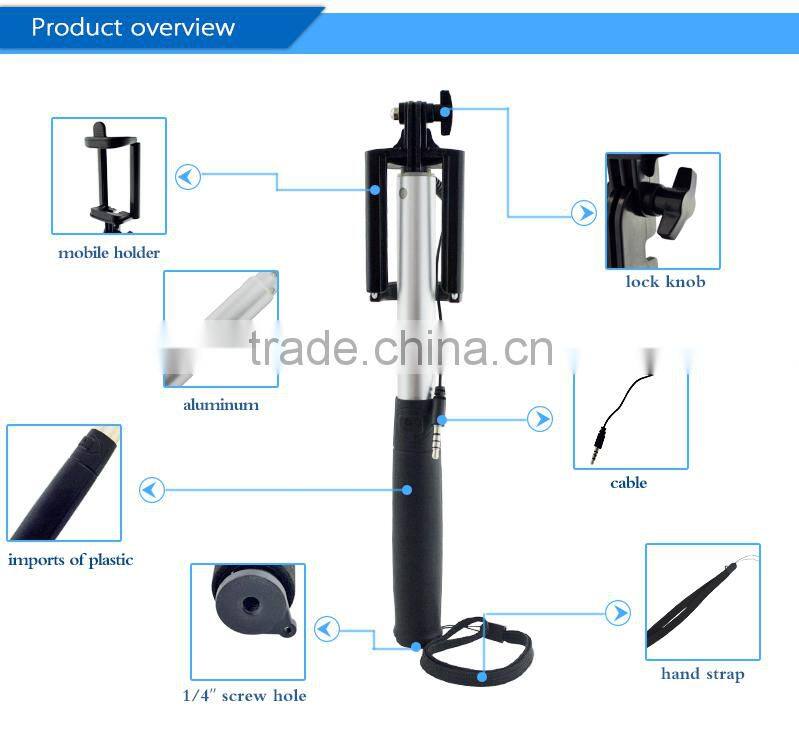 Top selling gadgets retractable wired handle monopod