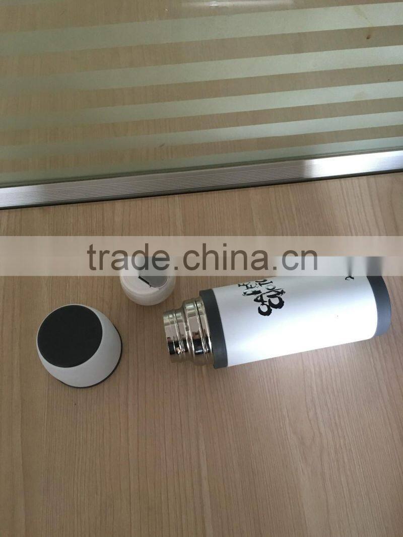 350ml/500ml stainless steel vacuum flask with Pu leather bullet shape thermo flask