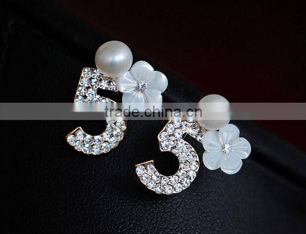 Numbers Earrings White Fresh Water Pearl Earring Flower Shape Earring