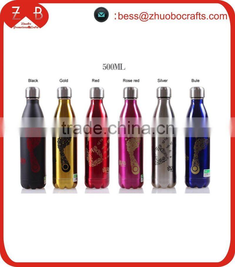 Wholesale Eco-friendly double wall stainless steel water bottle,creative cola-bottle cacuum bottle
