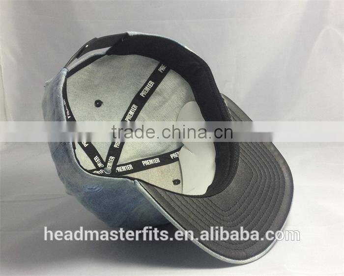 wholesale 6 panel embroidery caps plain snapback hats wash denim snapback caps