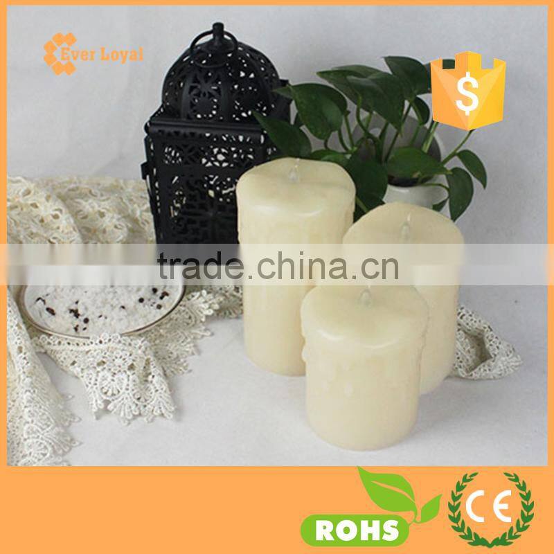 Variety Set of 3 Assorted Cream Wax Drip Flameless Brithday Candle Light battery candles Wholesale