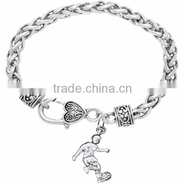 3D Soccer Ball Charm, Comes On An Intricately Detailed Silver Tone Snake Chain Bracelet