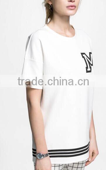 2015 Fashion Cheap Plain Short Sleeve White T Shirt Women Cotton