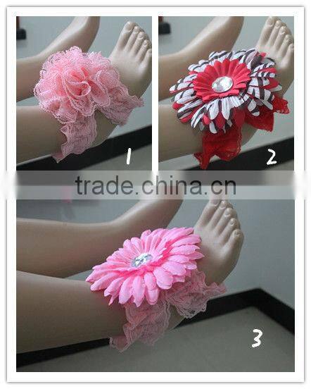 2015 cute baby Sandals baby Barefoot Sandals Foot Flower Foot