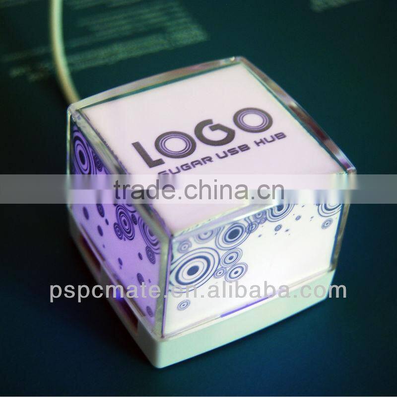 sugar usb hub coloful cube usb hub with led lighting up