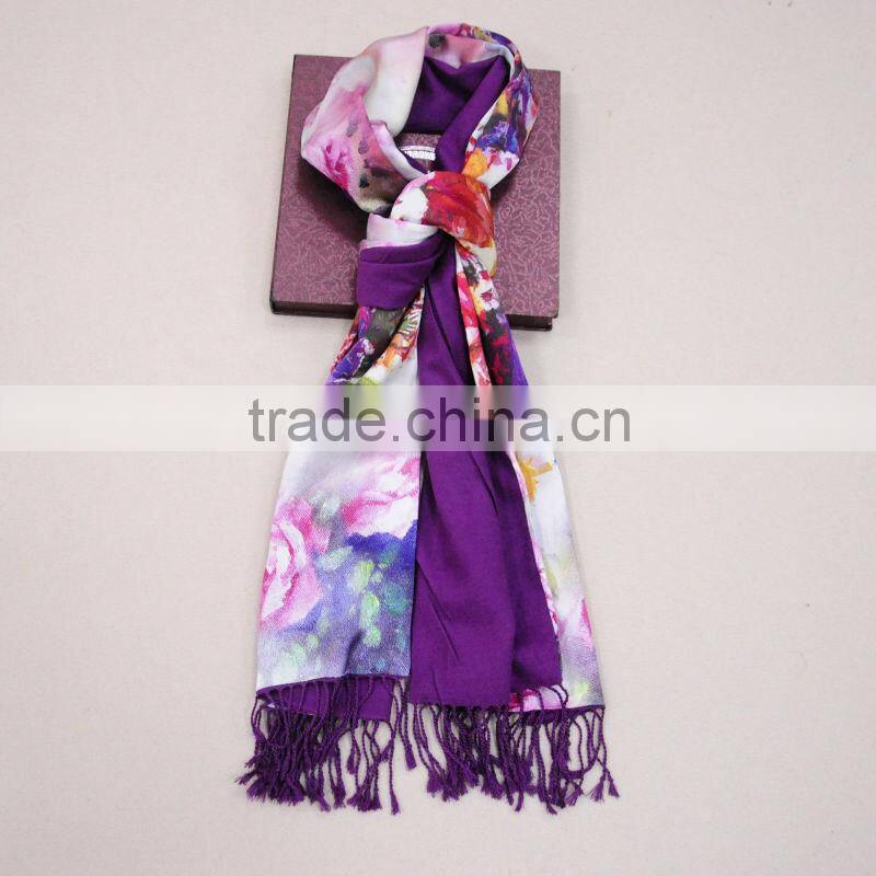 hangzhou 2014 latest fashion digital print woman silk shawl