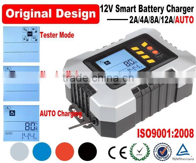 New Original Design 7-stage Smart LCD Car 12V Battery Charger