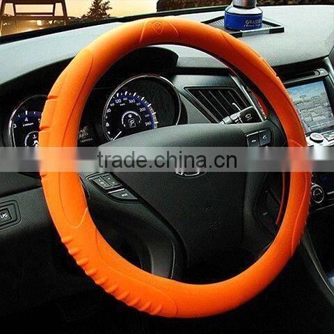 Orange design silicone car steering wheel cover