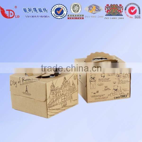 Recycled Materials Feature and Hand-held kraft paper cake box,cute paper cake box