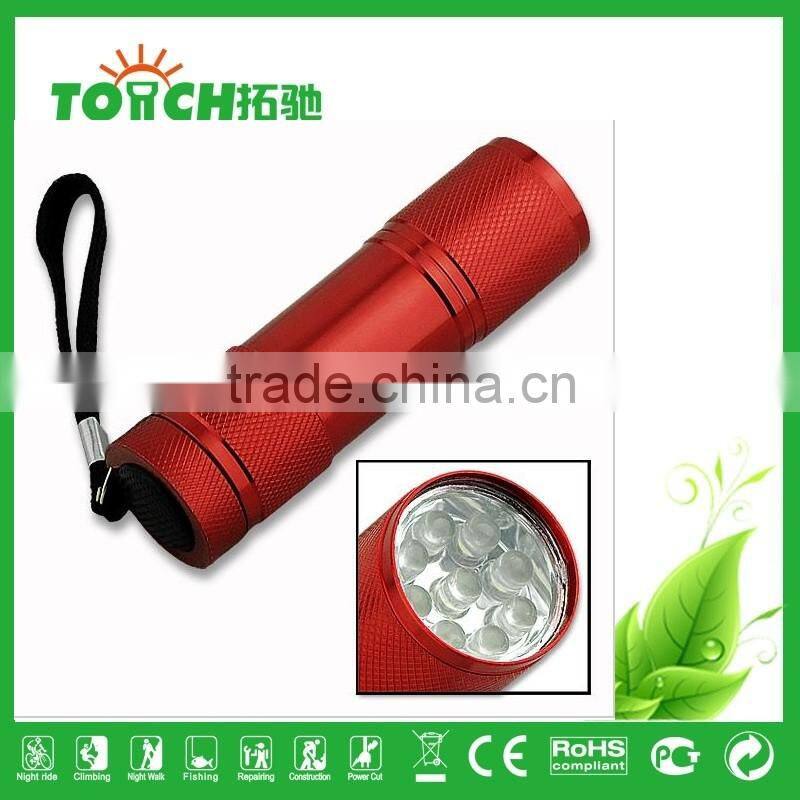 mini torch light 9 led flashlight by 3*AAA battery 9 led gift flashlight
