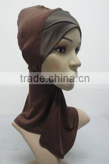 C047 new style both sides satin crossover ninja inner underscarf,full underscarf to cover neck