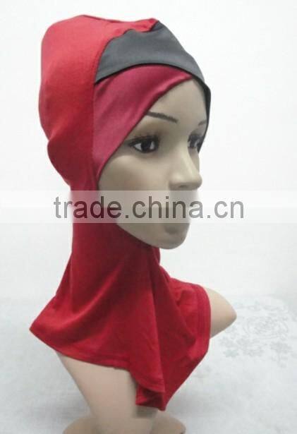 C049 new style both sides two color satin crossover ninja inner underscarf,full underscarf to cover neck