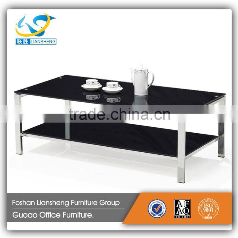 Modern design stainless steel tempered glass top tea table GDJ002