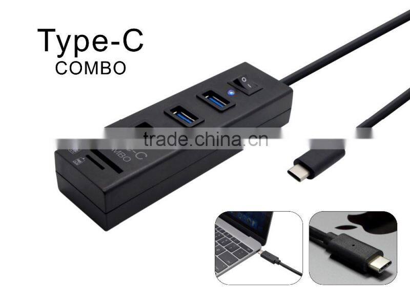 2016 NEW Type c 4 ports USB3.0 HUB for New Mac Nokia N1 Xiaomi 4c ChromeBooks Pixelh