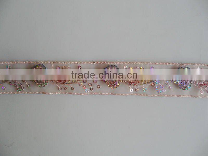 Exquisite sequin organza embroidery lace trim