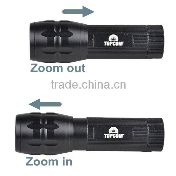 3W XPE Zoomable Ultra Bright Rechargeable Aluminium LED Torch Light Police Flashlight